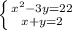 \left \{ {{ x^{2} -3y = 22} \atop {x+y = 2} \right.