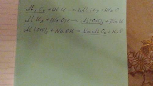 Al2o3 → alcl3 → al(oh)3→naalo2 написать уравнения реакция с которых осуществимы превращения