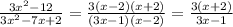 \frac{3x^2-12}{3x^2-7x+2} = \frac{3(x-2)(x+2)}{(3x-1)(x-2)}= \frac{3(x+2)}{3x-1}