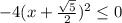 -4(x+ \frac{ \sqrt{5} }{2})^2 \leq 0