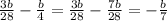 \frac{3b}{28}-\frac{b}{4}=\frac{3b}{28}-\frac{7b}{28}=-\frac{b}{7}