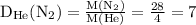 \mathrm{D_{He}(N_{2})=\frac{M(N_{2})}{M(He)}=\frac{28}{4}=7}