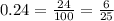 0.24=\frac{24}{100}=\frac{6}{25}