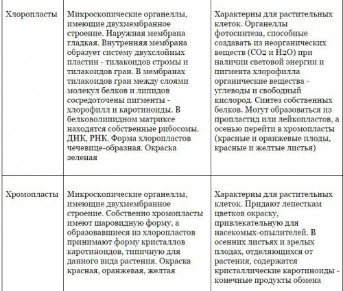 Заполнить таблицу по биологии 7 класса название органоида |особенности строения |функции| |