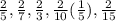 \frac{2}{5} , \frac{2}{7}, \frac{2}{3}, \frac{2}{10} (\frac{1}{5}), \frac{2}{15}