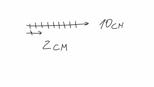 Начерти 2отрезка.длина первого отрезка 10см,а длина второго в 5 раз меньше