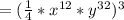 =( \frac{1}{4} *x^{12}*y^{32})^3