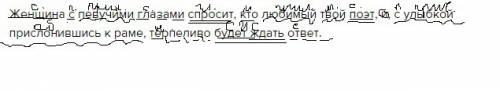 (полный синтаксический разбор) женщина с певучими глазами спросит, кто любимый твой поэт, и, с улыбк