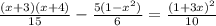 \frac{(x+3)(x+4)}{15} - \frac{5( 1-x^{2})}{6}= \frac{(1+3x)^{2} }{10}&#10;