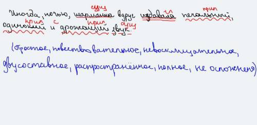 Сделайте синтаксический разбор предложения иногда ночью шарманка вдруг издавала печальный,одинокий и