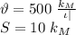 \vartheta=500 \ \frac{k_M}{\iota |} \\ S=10 \ k_M