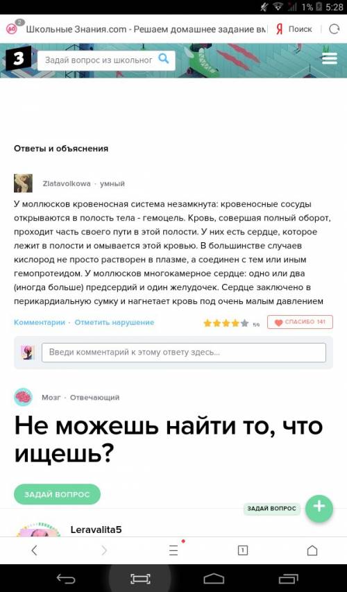 Как осуществляется кровообращение у моллюсков