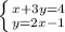 \left \{ {{x+3y=4} \atop {y=2x-1}} \right.