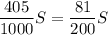 \dfrac{405}{1000}S =\dfrac{81}{200}S