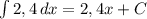 \int\limits {2,4} \, dx =2,4x+C