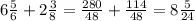 6 \frac{5}{6} + 2 \frac{3}{8} = \frac{280}{48} + \frac{114}{48} = 8 \frac{5}{24}