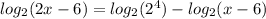 log_2(2x-6)=log_2(2^4)-log_2(x-6)