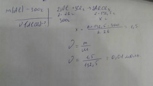 Вычислите, какое количество вещества хлорида алюминия содержит такую же массу алюминия, какая находи