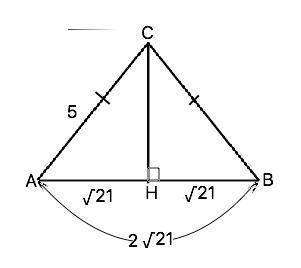 Втреугольнике abc стрроныac и bc равны 5,ab=2 под корнем 21.найдите sin a