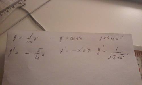 Найти производную второго порядка функции: 1) y=1/3x^5 2)y=cosx 3) y=корень1+x^2