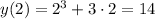 y(2)=2^3+3\cdot2=14