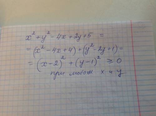 X^2+y^2-4x+2y+5> либо равно 0 докажите справедливость неравенства