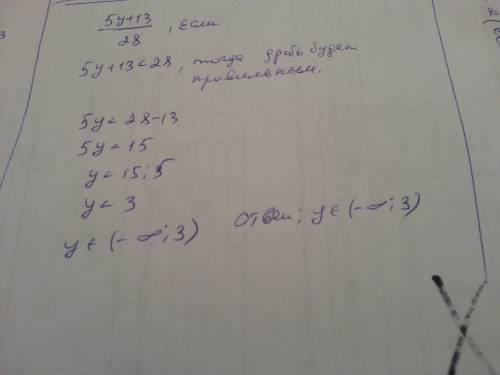 Знайдіть усі натуральні значення у при яких дріб 5у+13_28 буде правильним