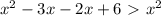 x^2-3x-2x+6\ \textgreater \ x^2