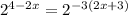 2^{4-2x}=2^{-3(2x+3)}