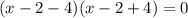 (x-2-4)(x-2+4)=0