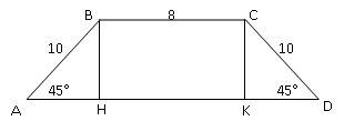 Меньше основания равнобедренной трапеции равна 8 см боковая сторона 10 см а острый угол при основани