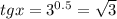 tg x=3^{0.5}=\sqrt{3}