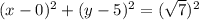 (x-0)^2+(y-5)^2=(\sqrt{7})^2