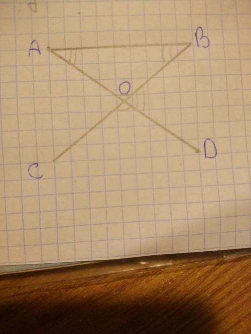 Равные отрезки ad и bc пересикаються в точке о,если ac =bd.докажите,что ao=bo