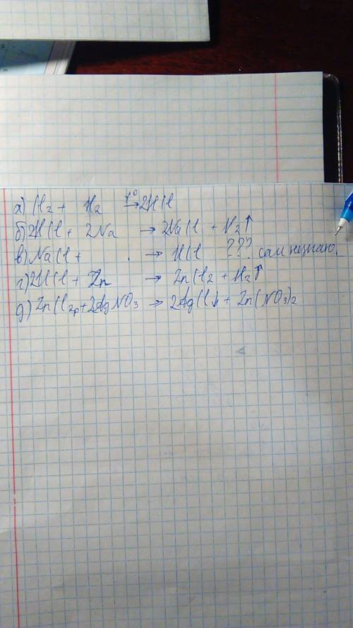 Cl2 - hcl- nacl - hcl - zncl - agcl решите плз