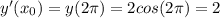 y'(x_0)=y(2 \pi )=2cos(2 \pi )=2