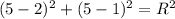 (5-2)^2+(5-1)^2=R^2