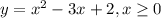 y = x^2 - 3x + 2, x \geq 0