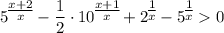 \displaystyle 5^\big{\frac{x+2}{x}}-\frac{1}{2}\cdot 10^\big{\frac{x+1}{x}}+2^\big{\frac{1}{x}}-5^\big{\frac{1}{x}}0