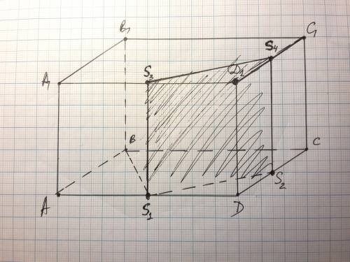 Построить сечение параллелепипеда abcda1b1c1d1 плоскостью проходящей середины рёбер ad и dc параллел