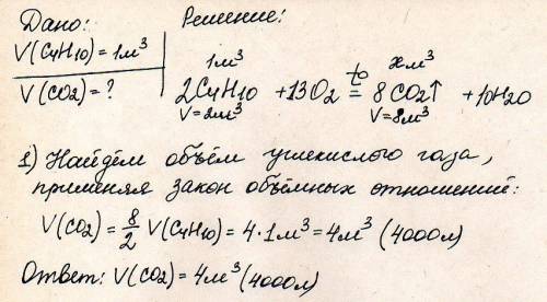 Какой объём углекислого газа может выделится при полном сгорании бутана