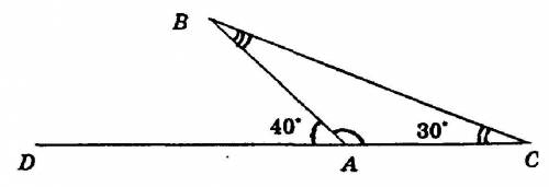 Утреугольника один из внутренних углов равен 30 градусов а один из внешних углов 40 градусов найдите