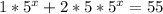 1*5^x+2*5*5^x=55