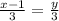 \frac{x-1}{3}= \frac{y}{3}