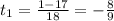 t_1= \frac{1-17}{18}=- \frac{8}{9}