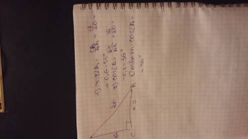 Впрямоугольном треугольнике авс угол с=90°, ав=20см, ас=16см, св=12см. найдите косинус меньшего угла