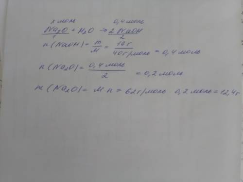 Какую массу оксида натрия требуется растворить в воде для получения 16 грамм naoh?