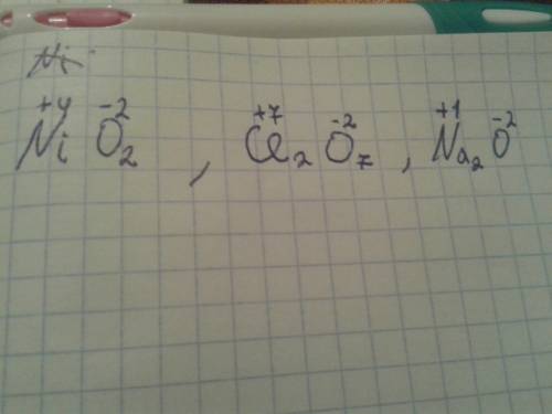 Назовите,расставьте степень окисления: -nio2,cl2o7,na2o