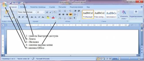 Где находится панель быстрого доступа в microsoft word