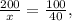 \frac{200}{x} = \frac{100}{40} ,